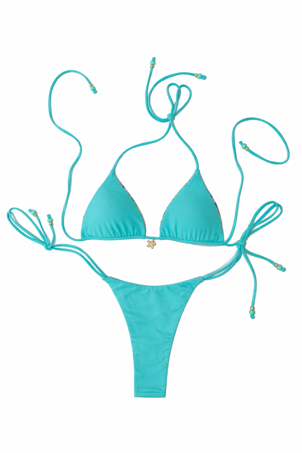 Bottom Azul Reversible Bikini - Minimal Brazilian Cut