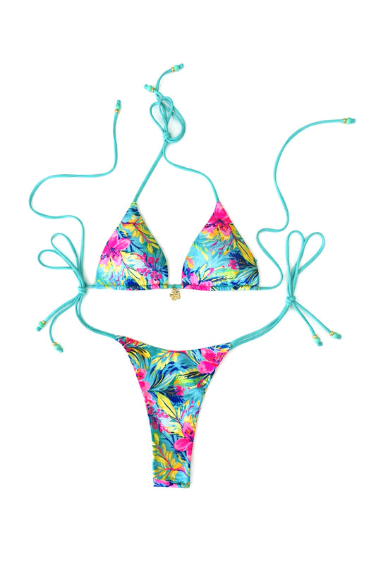Bottom Azul Reversible Bikini - Minimal Brazilian Cut